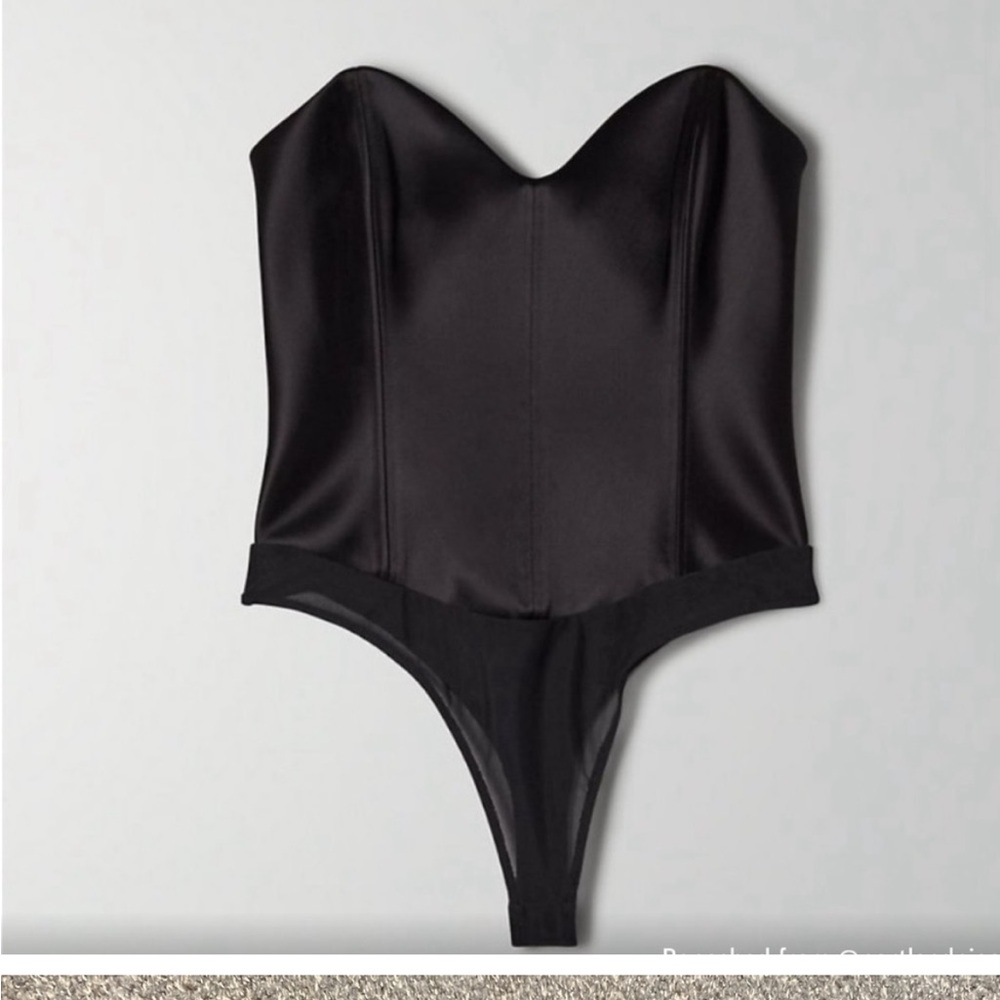Aritzia Black Satin Bodysuit
